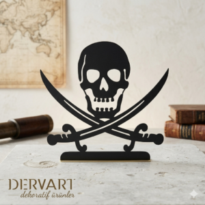 Korsan Bayrağı Metal Masaüstü Dekoru