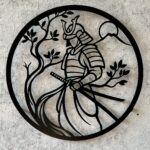 Samuray figürlü metal duvar dekoru