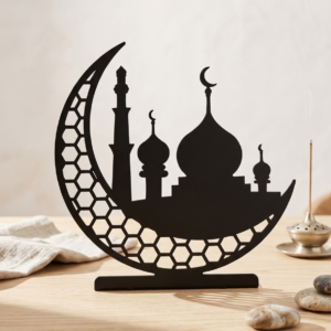 Hilal ve Cami Silüetli Metal Masaüstü Dekor